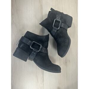 Not Rated Western Harness Women Ankle Boots Size 7 Black Low Heel Cowboy Boho